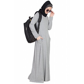 Travel Abaya in Jersey - Grey color